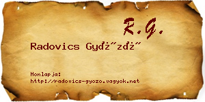Radovics Győző névjegykártya